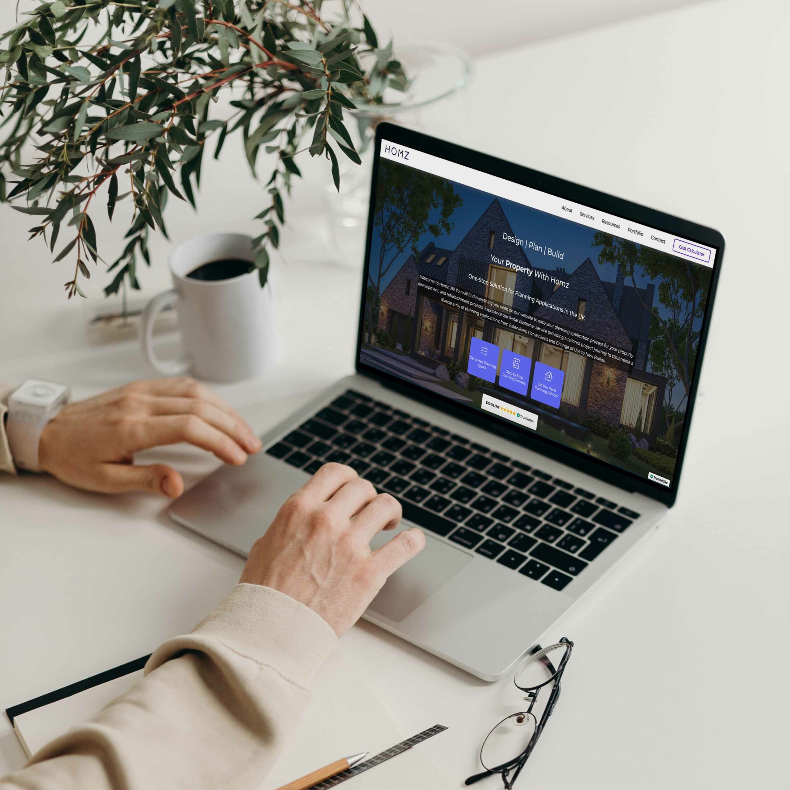 Homz Website on a PC screen